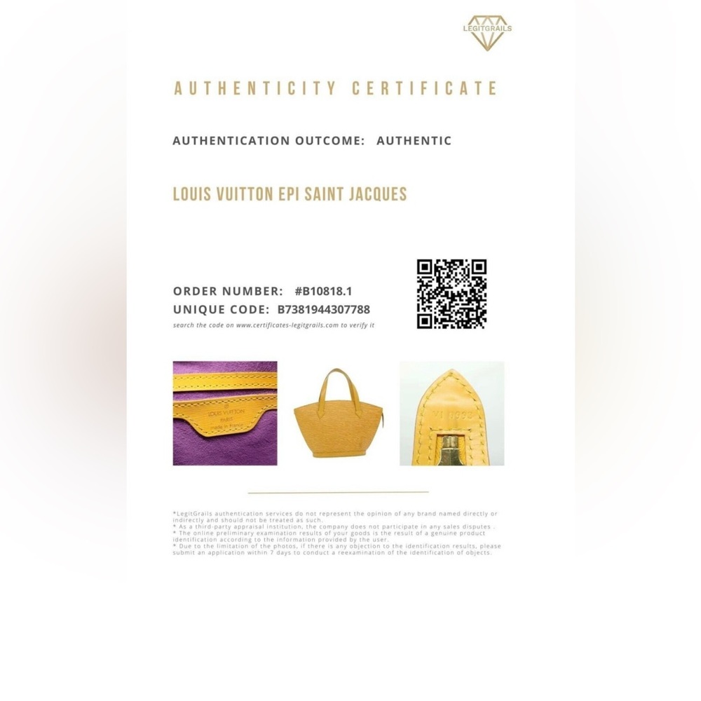 EUC. Louis Vuitton Epi Yellow St. Jacques Hand Bag. - Picture 5 of 16